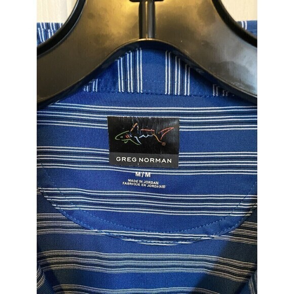 Greg Norman Blue Striped Golf Polo. Sz.M - Picture 3 of 4